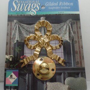 Graber Sensational Swags Solid Brass Gilded Ribbon Swagholder/Holdback One Pair